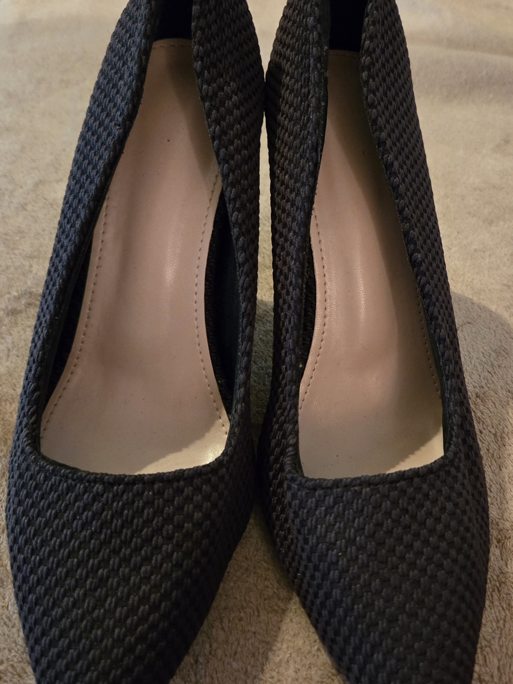 Women’s Black Woven Pointed-Toe Heels